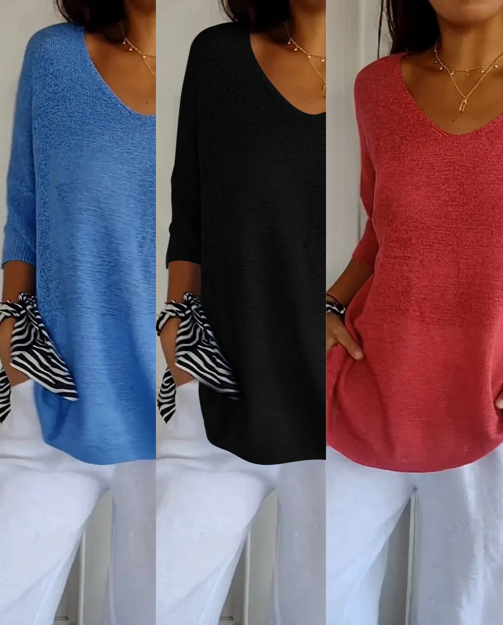 Kit 3 Blusas Luna® em Malha Leve Elegante