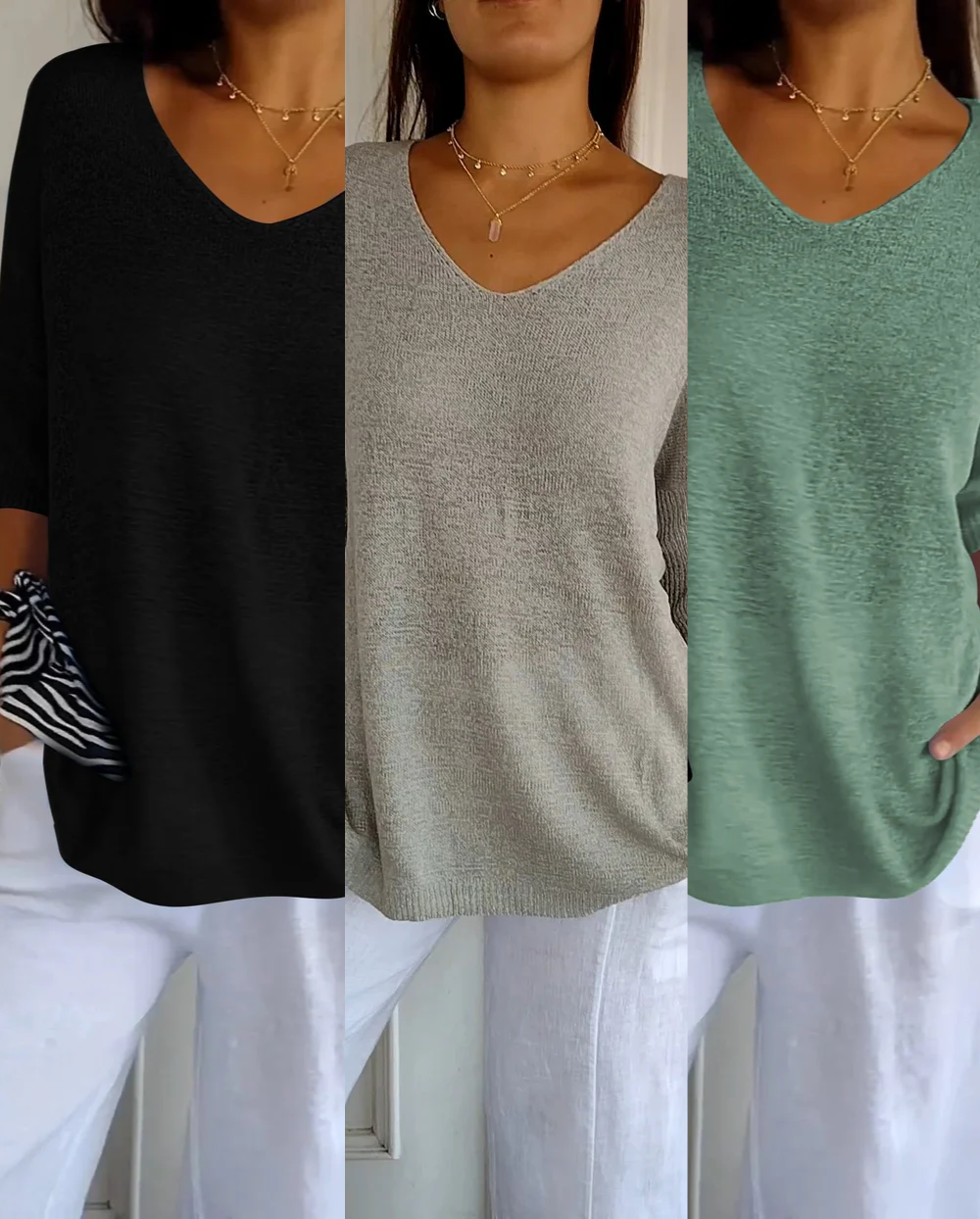 Kit 3 Blusas Luna® em Malha Leve Elegante